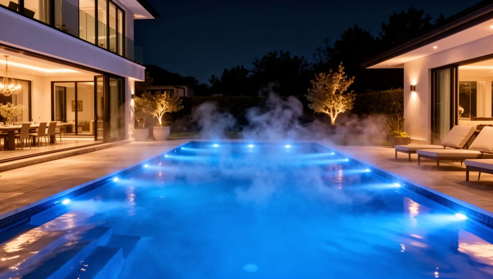 Piscina aquecida com sistema profissional de aquecimento instalado pela Clima e Tudo